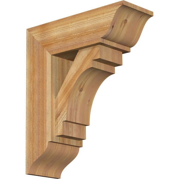 Ekena Millwork Merced Traditional Rough Sawn Bracket w/ Offset Brace, Western Red Cedar, 8"W x 22"D x 26"H BKT0806X22X26MRC01RWR - main